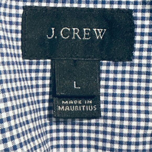 J.Crew Men’s SZ L Blue Micro Gingham Button-Down Shirt Long Sleeve Cotton Casual - Picture 7 of 10